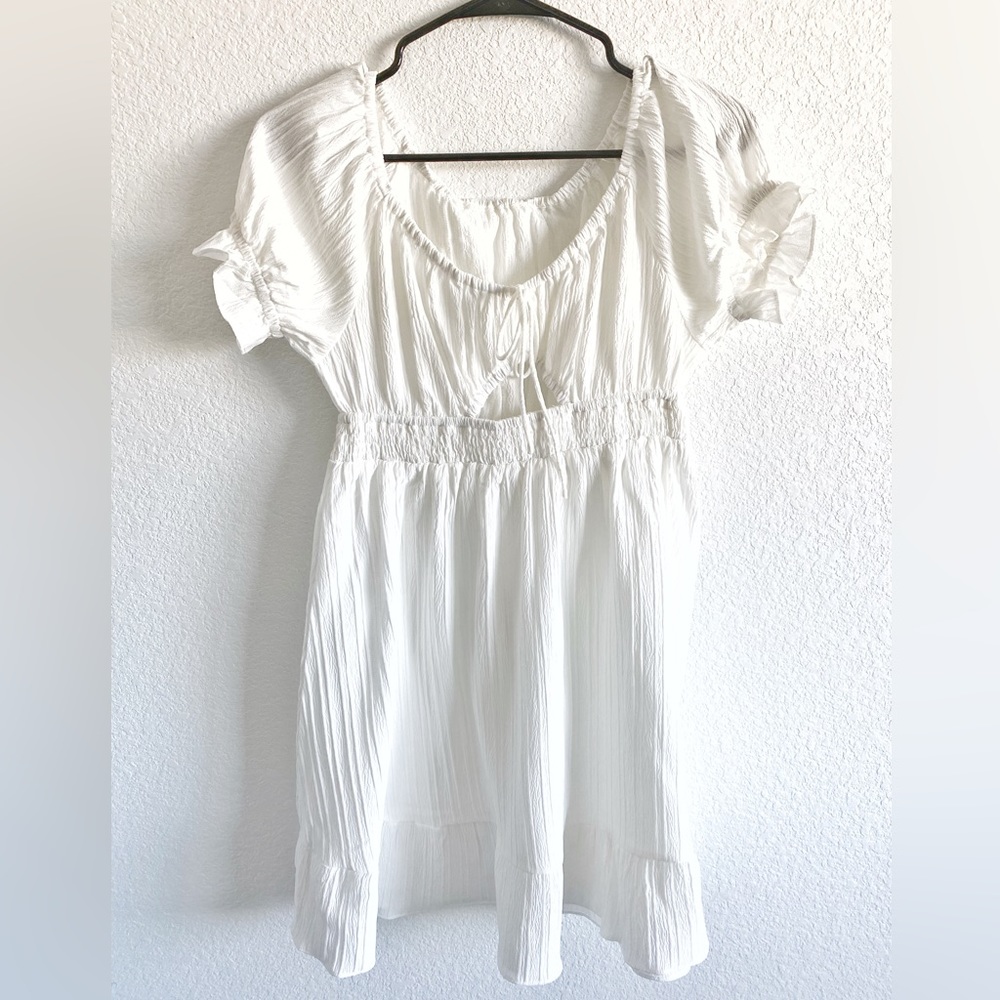 Solid Texture Cut Out Mini Dress, M46